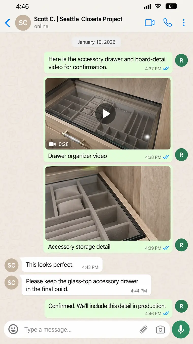 Accessory drawer and organizer video on WhatsApp