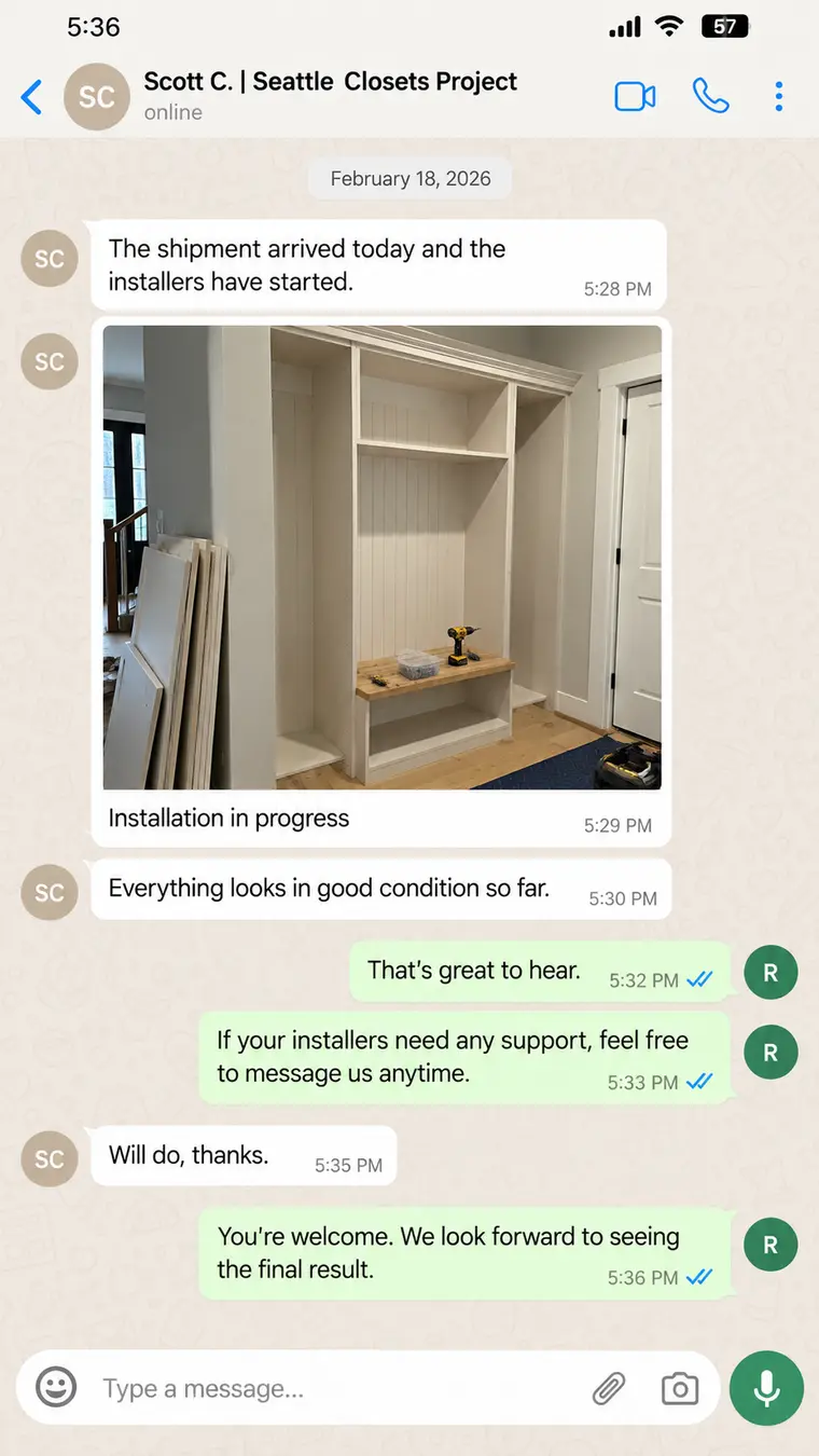 Seattle closet installation progress