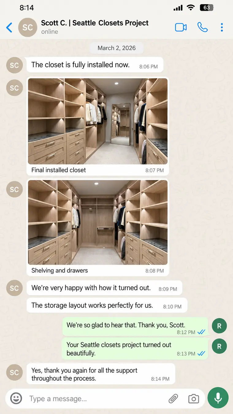 Client shares finished Seattle closet and feedback