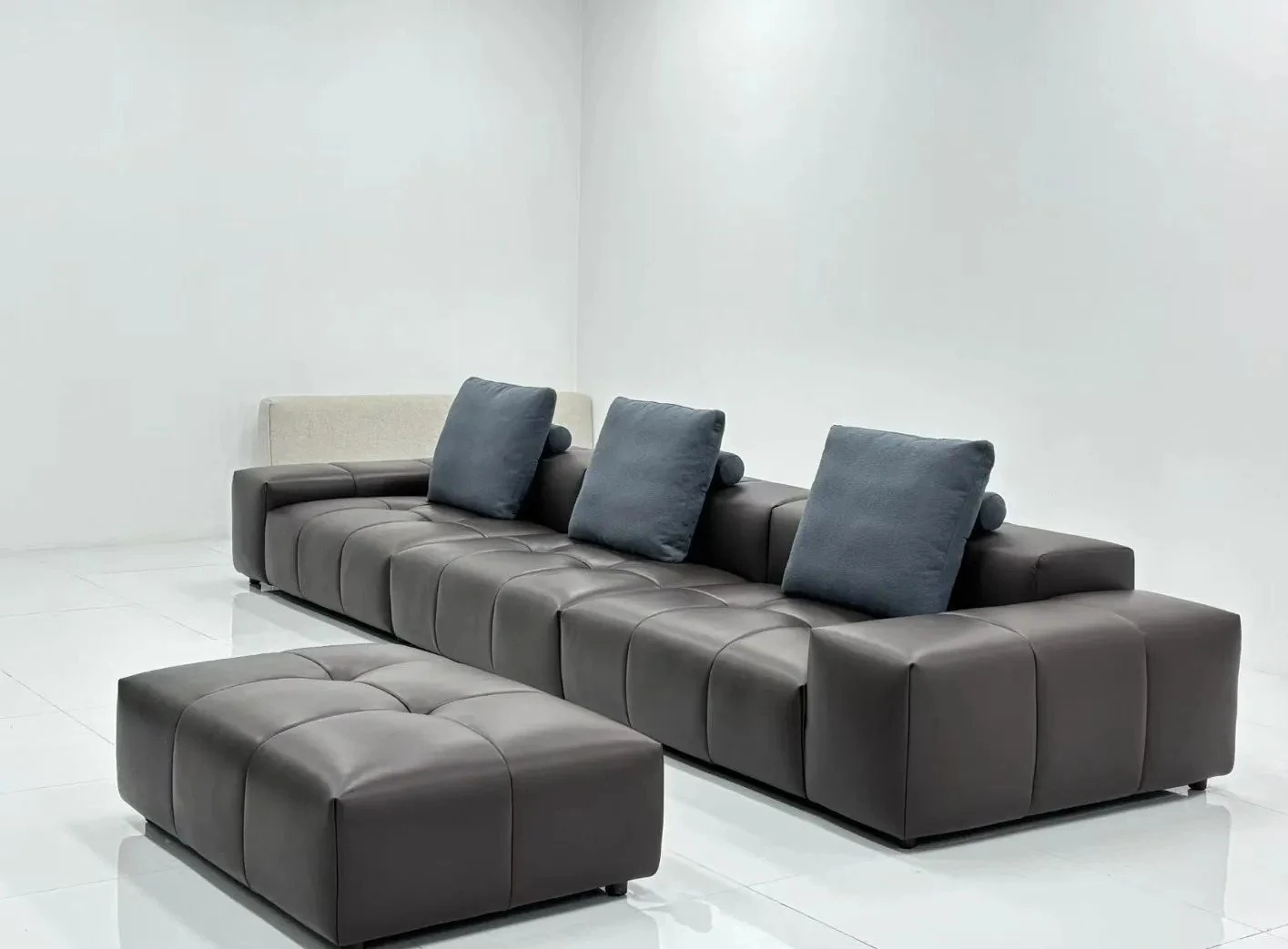 Finished modular sectional sofa with chaise