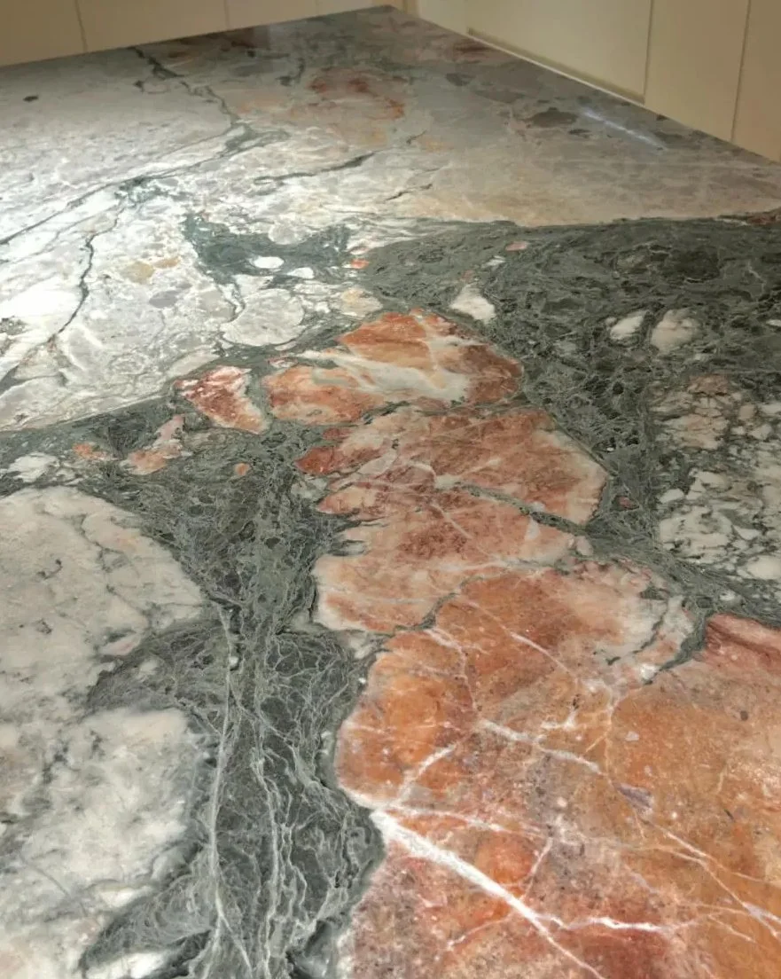 Close-up of multicolor granite slab